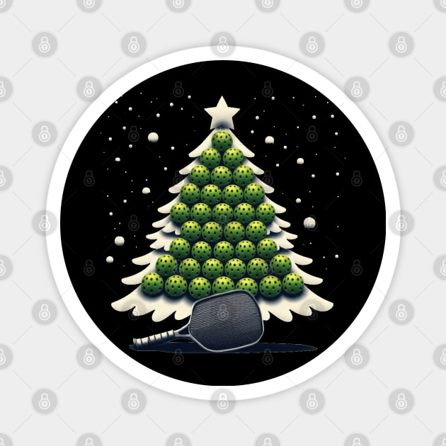 Pickleball Christmas Tree Xmas Magnet by SubtleSplit